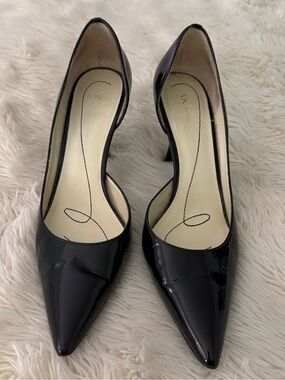 Anne Klein Black Patent Christa Pointed-Toe Heels